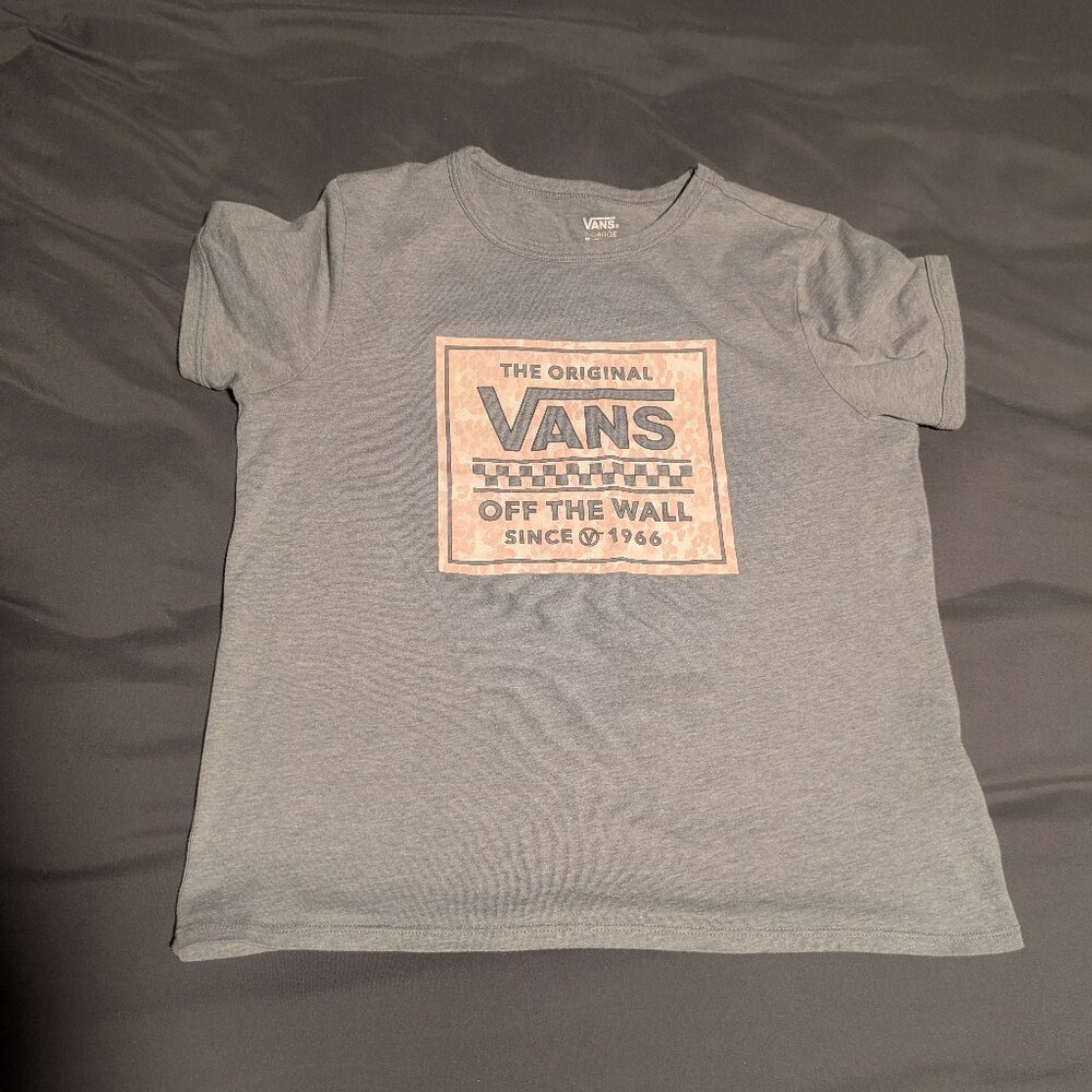 VANS | Grey crop crew Off the Wall tshirt, Size XL WMUS
